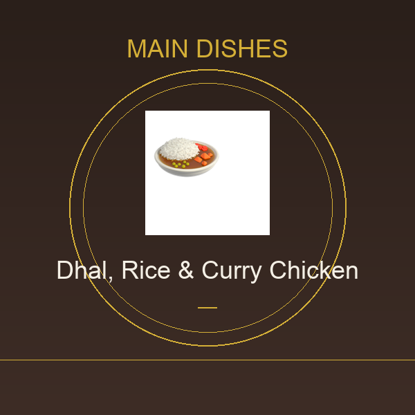 Dhal, Rice & Curry Chicken